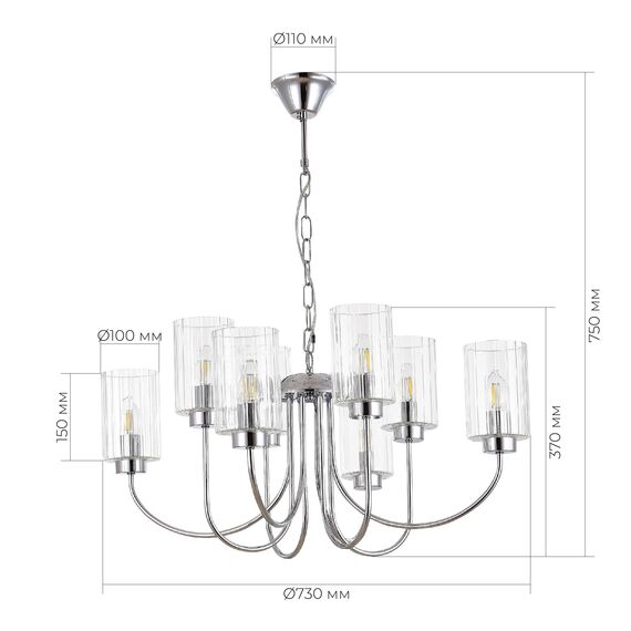 EVOLUCE SLE1127-103-08 Светильник подвесной Хром/Прозрачный E14 8*40W, изображение 5