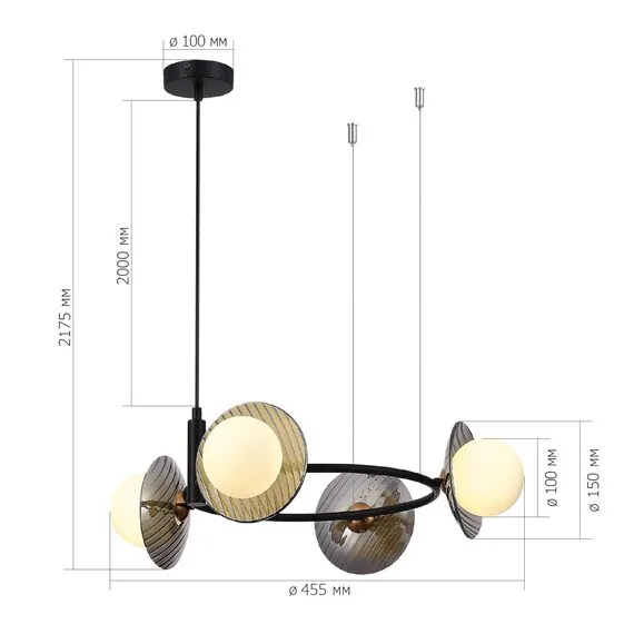 ST LUCE SL1521.403.04 Светильник подвесной ST-Luce Черный/Дымчатый, Белый G9 4*5W 4000K, изображение 3