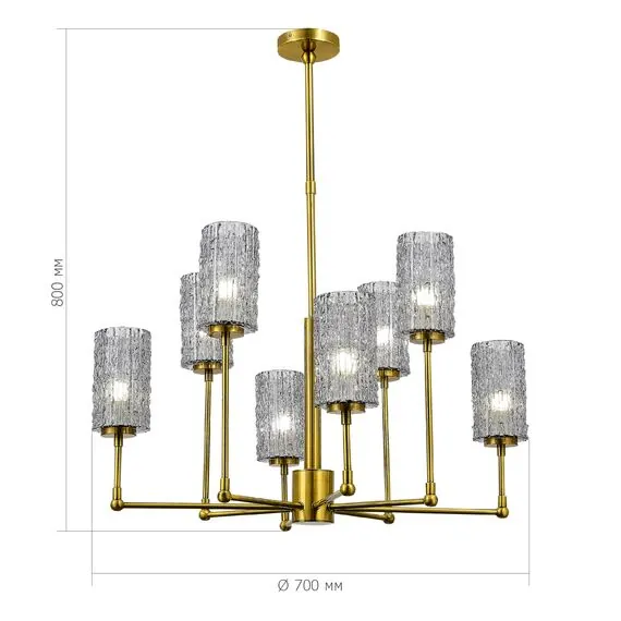 ST LUCE SL1240.303.08 Люстра подвесная ST-Luce Латунь/Дымчатый E27 8*60W, изображение 3