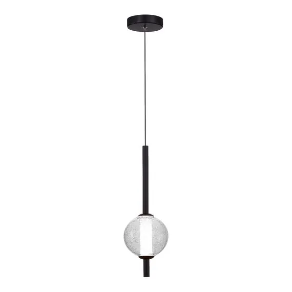 ST LUCE SL6120.403.01 Светильник подвесной ST-Luce Черный/Прозрачное кракелированное стекло LED 1*8,5W 3000K, изображение 3