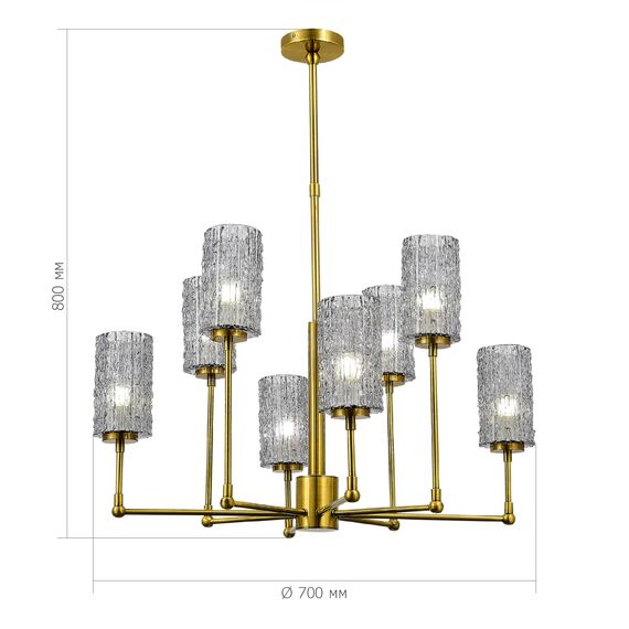 ST LUCE SL1240.303.08 Люстра подвесная ST-Luce Латунь/Дымчатый E27 8*60W, изображение 3