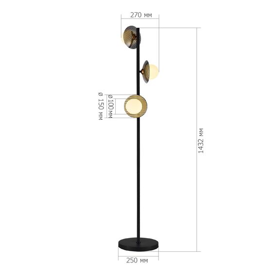 ST LUCE SL1521.405.03 Светильник напольный ST-Luce Черный/Дымчатый, Белый G9 3*5W 4000K, изображение 2