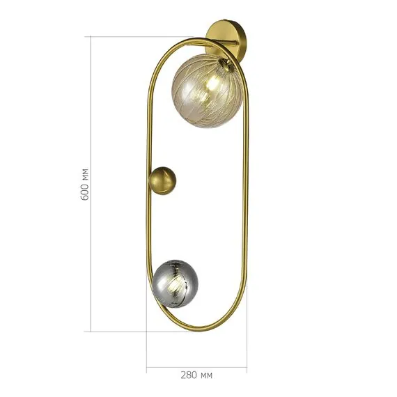 ST LUCE SL1515.301.02 Светильник настенный ST-Luce Латунь/Янтарный,Дымчатый G9 2*5W 4000K, изображение 2