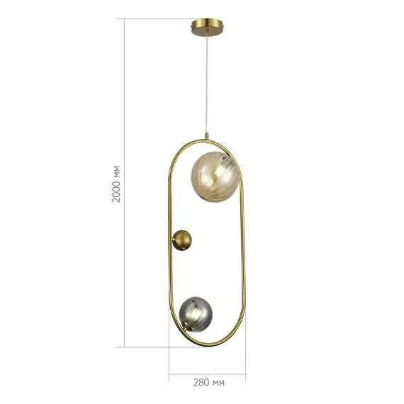 ST LUCE SL1515.303.02 Светильник подвесной ST-Luce Латунь/Янтарный,Дымчатый G9 2*5W 4000K, изображение 3