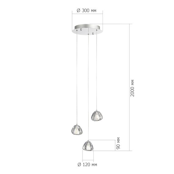 ST LUCE SL6017.101.03 Светильник подвесной ST-Luce Хром/Прозрачный с пузырьками воздуха LED 3*3W 3000K, изображение 4