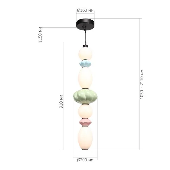 ST LUCE SL6134.453.01 Светильник подвесной ST-Luce черный/зеленый, розовый, синий, опаловый LED 1*32W 3000K, изображение 4
