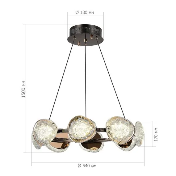 ST LUCE SL6018.203.64 Светильник подвесной ST-Luce Черный/Золотистый LED 1*64W 4000K, изображение 4