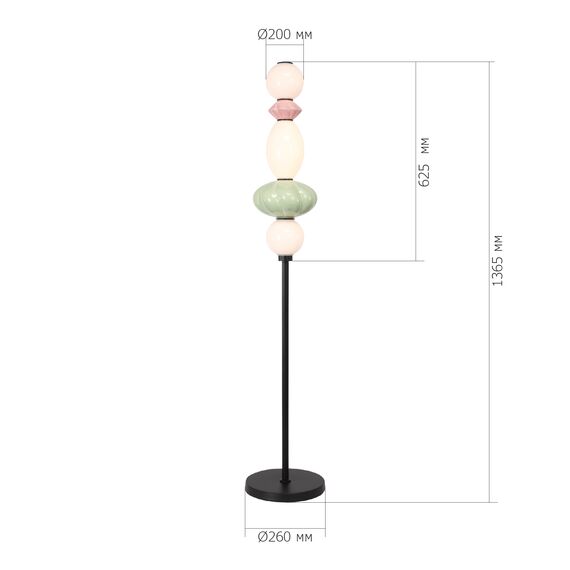ST LUCE SL6134.405.01 Светильник напольный ST-Luce черный/розовый, зелёный, опаловый LED 1*20W 3000K, изображение 6