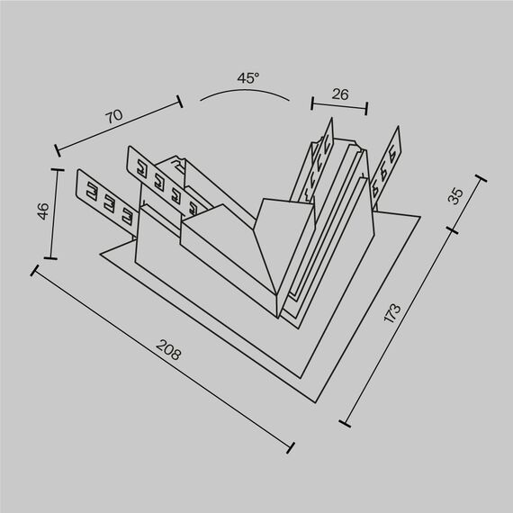 Maytoni Technical TRA034CLS-42.12B Коннектор угловой 45° встраиваемый под ГКЛ 12,5мм, черный Exility, изображение 7