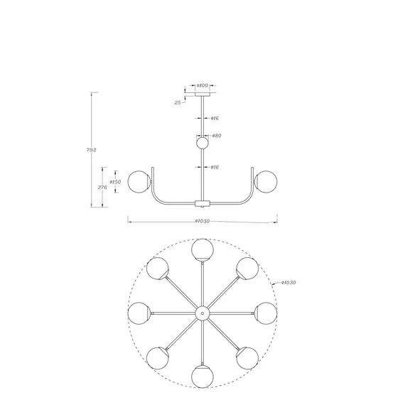 Maytoni Decorative MOD109PL-08BS Люстра на штанге Rendez-vous, изображение 5