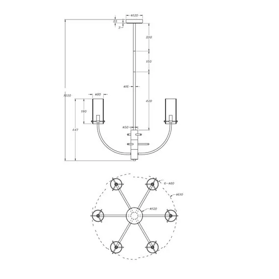 Maytoni Decorative MOD223PL-06BS Люстра на штанге Arco, изображение 6