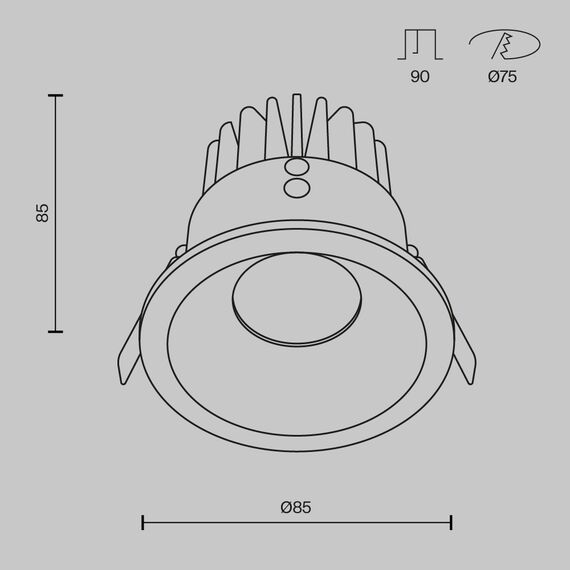 Maytoni Technical DL034-L12W4K-B Светильник светодиодный встраиваемый Zoom, изображение 8