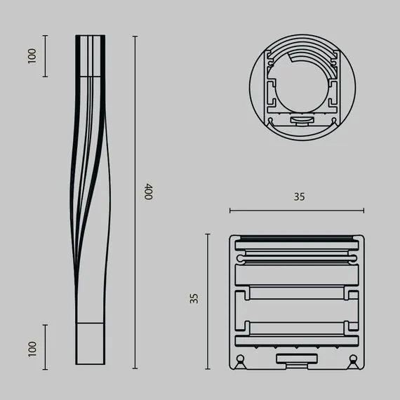 Maytoni Led Strip ALM-3535R-B-TR-90°-0.4M Радиусный профиль 35x35 Twist правый, изображение 9