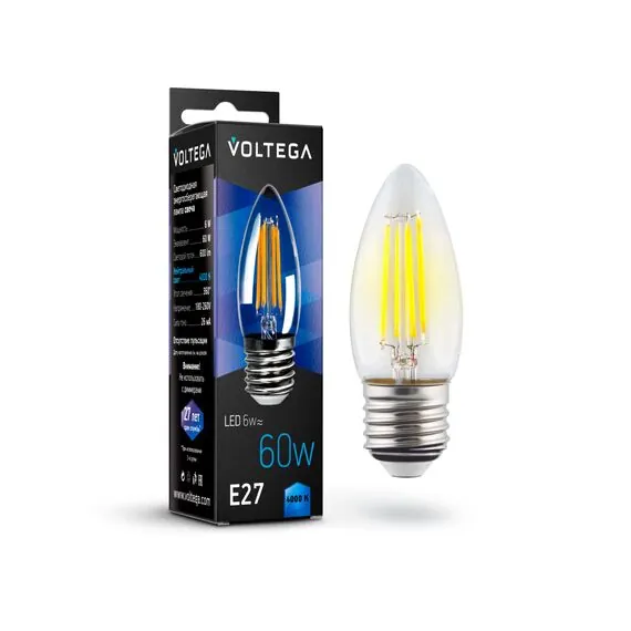 Voltega   7029 Филаментная лампа Voltega E27 6W 4000K 7029, изображение 2