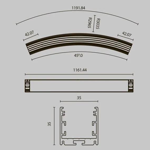 Maytoni Led Strip ALM-3535R-B-D-45°-3M Радиусный профиль 35x35 Ø3000мм, изображение 11