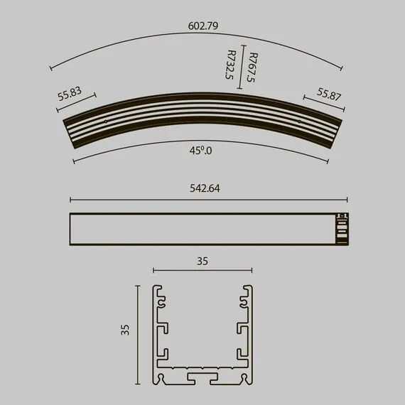 Maytoni Led Strip ALM-3535R-B-D-45°-1.5M Радиусный профиль 35x35 Ø1500мм, изображение 11
