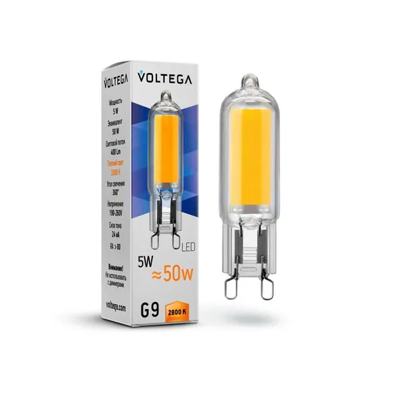 Voltega   7090 Лампа филаментная, G9, 5Вт, 400Lm, Ra80, 2800K, 220V, IP20 Voltega Capsule G9 7090