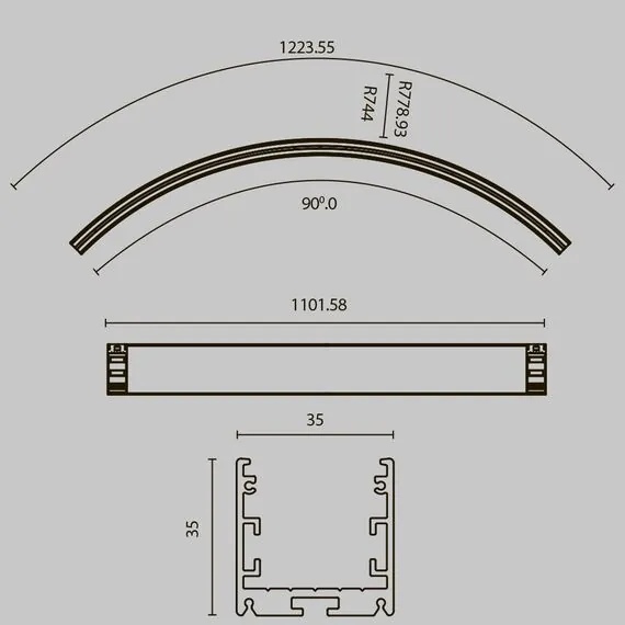Maytoni Led Strip ALM-3535R-B-EX-90°-1.5M Радиусный профиль 35x35 Ø1500мм внешний 1 круга, изображение 10