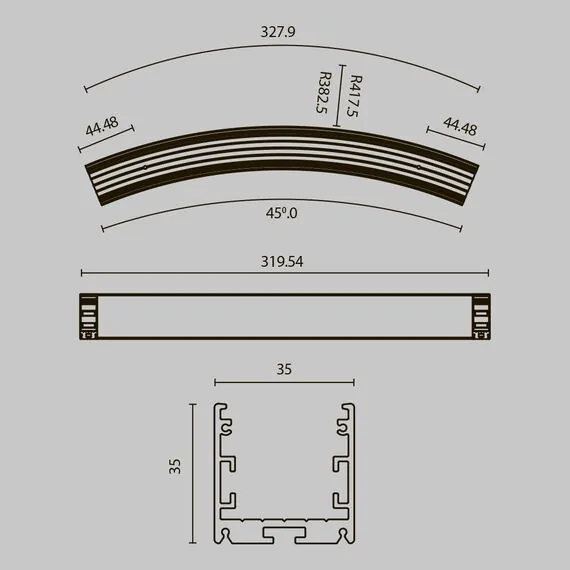Maytoni Led Strip ALM-3535R-B-D-45°-0.8M Радиусный профиль 35x35 Ø800мм, изображение 11