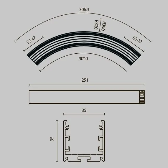 Maytoni Led Strip ALM-3535R-B-D-90°-0.3M Радиусный профиль 35x35 Ø320мм, изображение 11