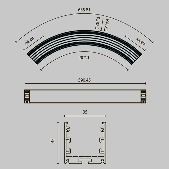 Maytoni Led Strip ALM-3535R-B-D-90°-0.8M Радиусный профиль 35x35 Ø800мм, изображение 11