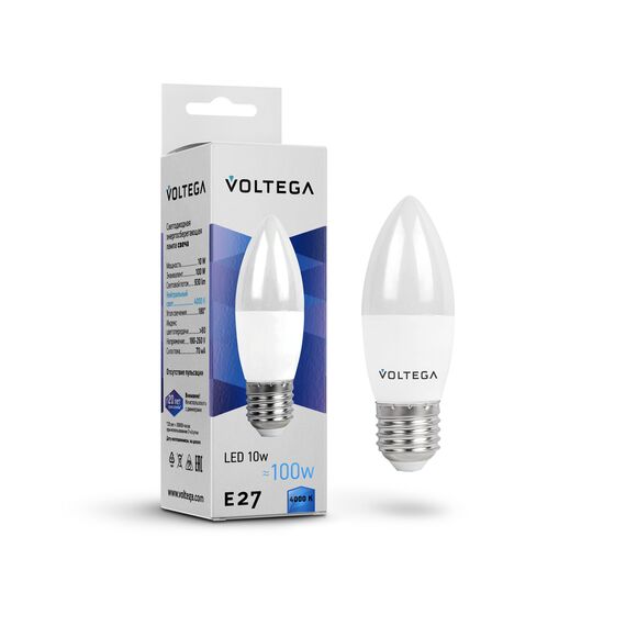 Voltega   8452 Светодиодная лампа Voltega Candle E27 10W 4000K 8452, изображение 2