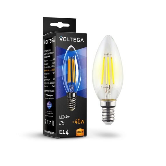 Voltega   8460 Лампа филаментная диммируемая Voltega Candle dim E14 5W 2800K 8460, изображение 2
