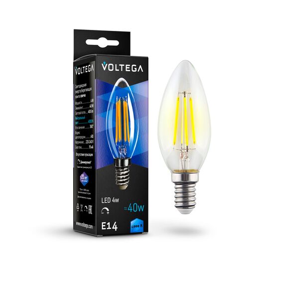 Voltega   8461 Лампа филаментная диммируемая Voltega Candle dim E14 5W 4000K 8461, изображение 3