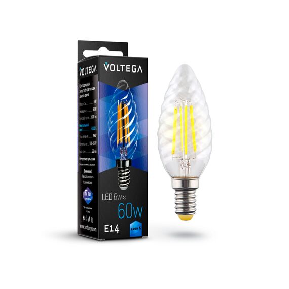 Voltega   7028 Филаментная лампа Voltega E14 6W 4000K 7028, изображение 2