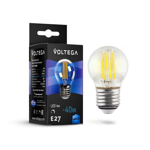 Voltega   8467 Лампа филаментная диммируемая Voltega Globe dim E27 5W 4000K 8467, изображение 3
