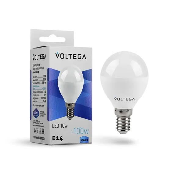Voltega   8454 Светодиодная лампа Voltega Globe E14 10W 4000K 8454, изображение 2