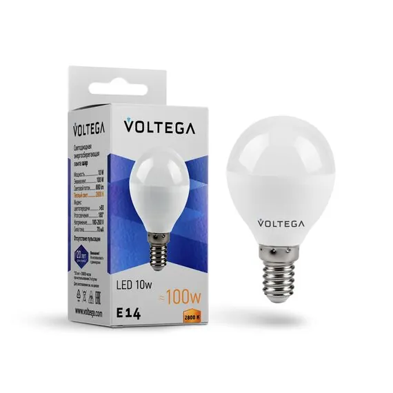 Voltega   8453 Светодиодная лампа Voltega Globe E14 10W 2800K 8453, изображение 2