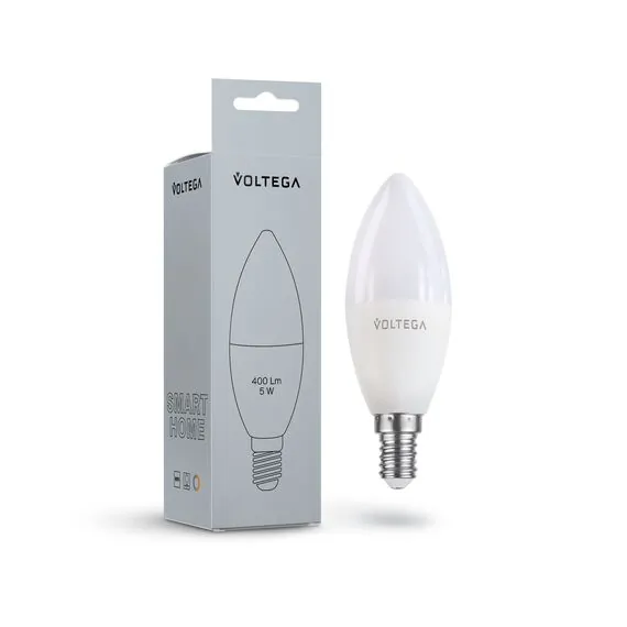 Voltega   2427 Светодиодная диммируемая лампа Wi-Fi Voltega E14 5W 2700K VG 2427 свеча матовая, изображение 4