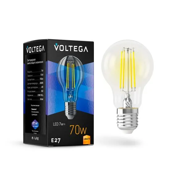 Voltega   7140 Филаментная лампа Voltega General E27 7W 2800K 7140