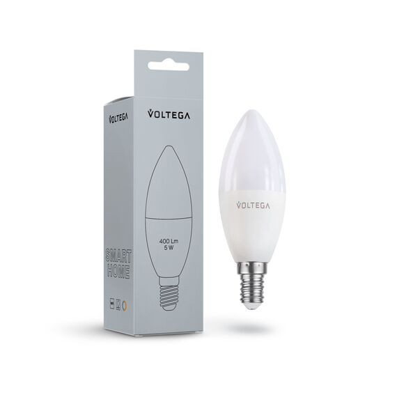 Voltega   2427 Светодиодная диммируемая лампа Wi-Fi Voltega E14 5W 2700K VG 2427 свеча матовая, изображение 4