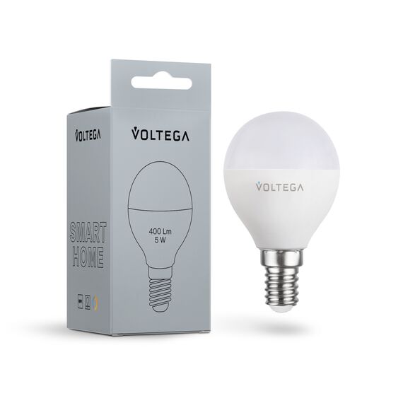 Voltega   2428 Светодиодная диммируемая лампа Wi-Fi Voltega E14 5W 2700K VG 2428 шар матовый, изображение 4