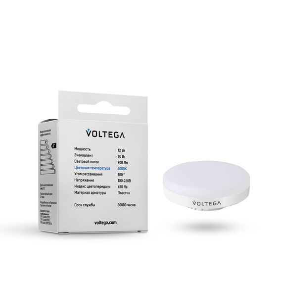 Voltega   7775 Светодиодная лампа Voltega GX53 12W 4000K 7775, изображение 3