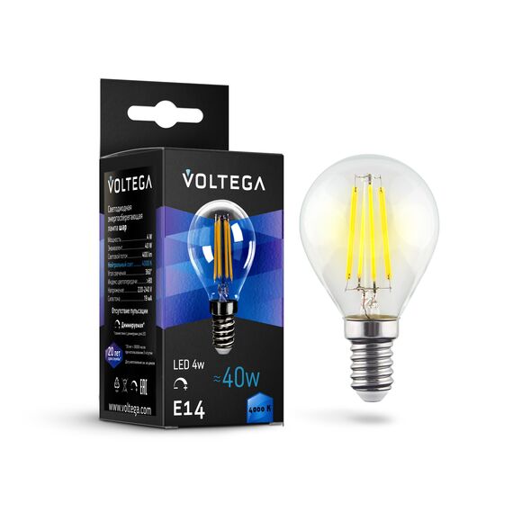 Voltega   8465 Лампа филаментная диммируемая Voltega Globe dim E14 5W 4000K 8465, изображение 2