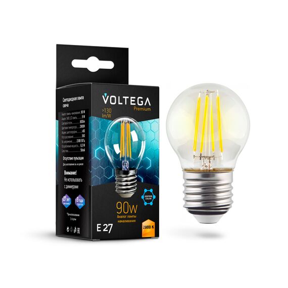 Voltega   7138 Филаментная лампа Voltega Globe E27 9W 2800K Graphene 7138