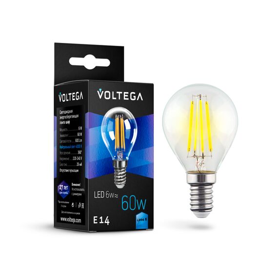 Voltega   7022 Филаментная лампа Voltega Globe E14 6W 4000K 7022