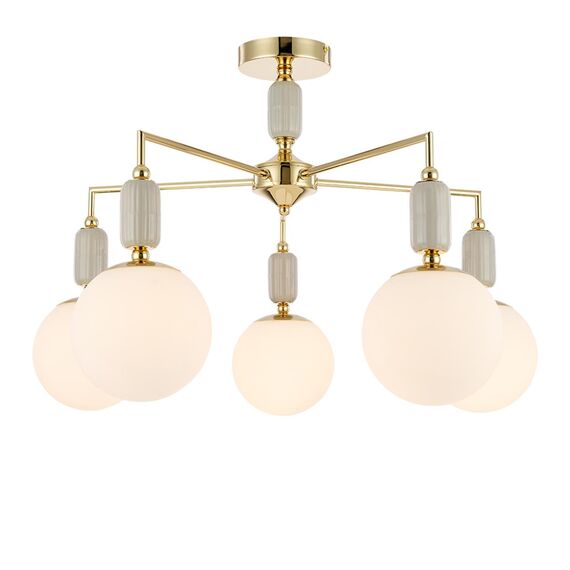 LUMION 6580/5C CLASSI LN25 53 французское золото, серый/белый металл, керамика/стекло Люстра потолочная E14 5*40W 220V VIVIEN, изображение 4