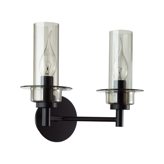 LUMION 6555/2W CLASSI LN25 29 черный/дымчатый/металл/стекло Бра E14 2*40W 220V MADONNA