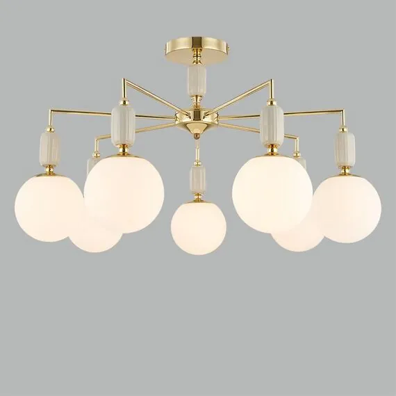 LUMION 6580/7C CLASSI LN25 54 французское золото, серый/белый металл, керамика/стекло Люстра потолочная E14 7*40W 220V VIVIEN, изображение 3