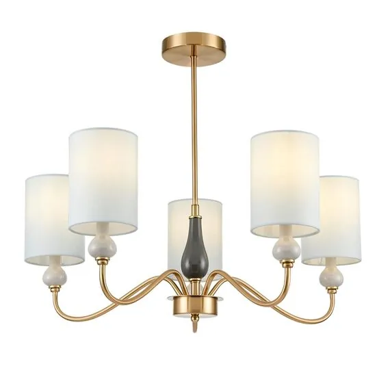 LUMION 6590/5 CLASSI LN25 57 латунь/мятный зеленый, металл, керамика/текстиль Люстра подвесная E14 5*40W 220V ANRI, изображение 5