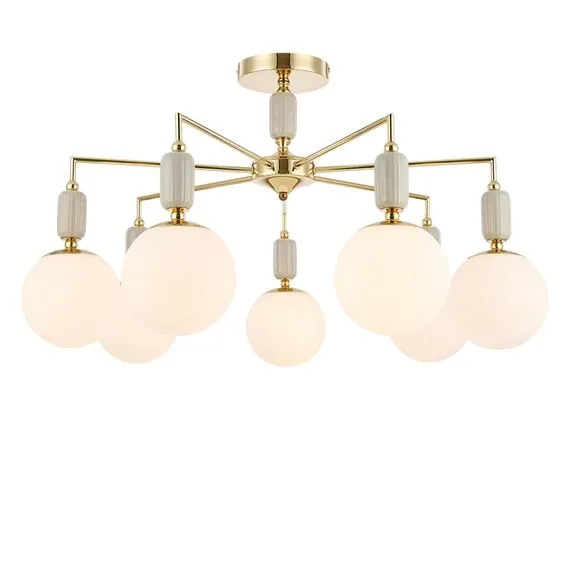 LUMION 6580/7C CLASSI LN25 54 французское золото, серый/белый металл, керамика/стекло Люстра потолочная E14 7*40W 220V VIVIEN, изображение 4