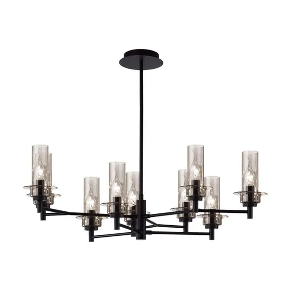 LUMION 6555/9C CLASSI LN25 30 черный/дымчатый/металл/стекло Люстра потолочная E14 9*40W 220V MADONNA, изображение 5