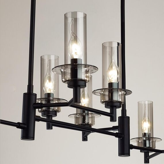 LUMION 6555/8C CLASSI LN25 30 черный/дымчатый/металл/стекло Люстра потолочная E14 8*40W 220V MADONNA, изображение 3