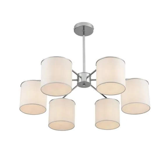 LUMION 6591/6 CLASSI LN25 62 хром/белый, металл/текстиль Люстра подвесная E14 6*40W 220V SUNTORI, изображение 6