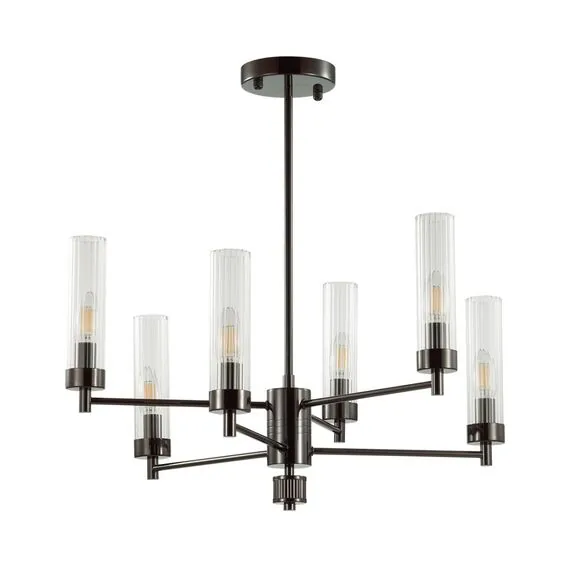 LUMION 5275/6C CLASSI LN23 37 черный хром Люстра потолочная E14 6*40W 220V KAMILLA