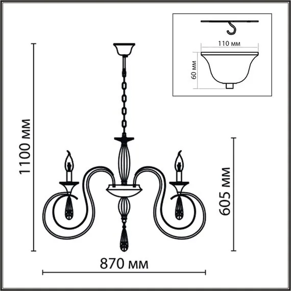 LUMION 8032/8 CLASSI LN25 20 хром, металл/хрусталь Люстра подвесная Е14 8*40W 220V LAOKA, изображение 2